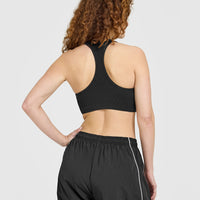 Mellow™ Rib Square Neck Bra | Soft Black