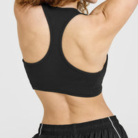 Mellow™ Rib Square Neck Bra | Soft Black
