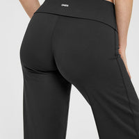 SoftMotion™ Fold Over Straight Leg Bottoms with White Logo | Soft Black