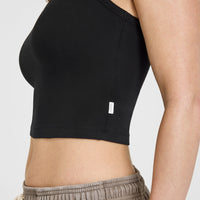 Cotton Fitted Mid Vest | Black