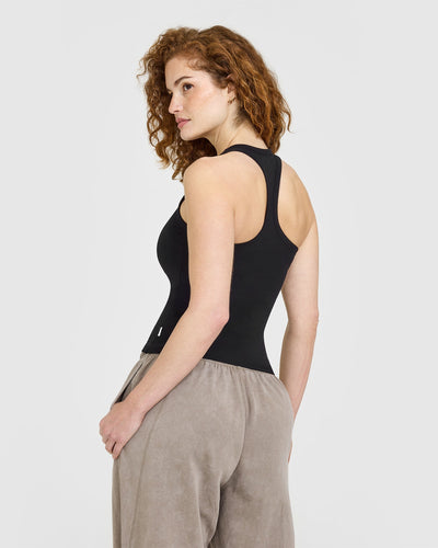 Cotton Fitted Vest | Black