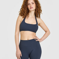 EasyLiftâ„¢ Halter Bralette with White Logo | True Blue