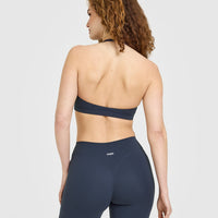 EasyLiftâ„¢ Halter Bralette with White Logo | True Blue