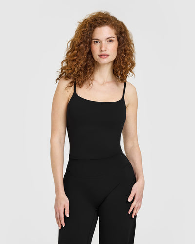 SoftMotion™ Strappy Mid Vest with Built in Bra Shelf | Black