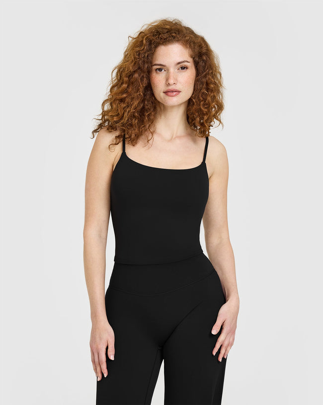 SoftMotion™ Strappy Mid Vest with Built in Bra Shelf | Black
