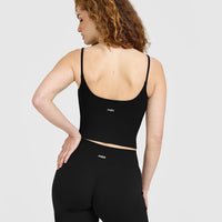 SoftMotion™ Strappy Mid Vest with Built in Bra Shelf | Black