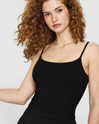 SoftMotion™ Strappy Mid Vest with Built in Bra Shelf | Black