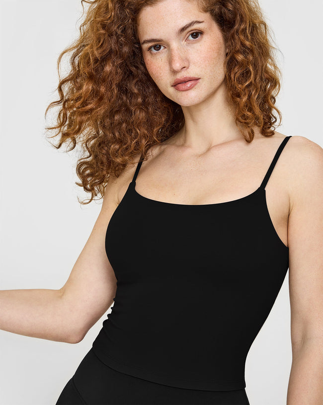 SoftMotion™ Strappy Mid Vest with Built in Bra Shelf | Black