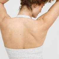 Mellow™ Rib Halter Neck Vest with Built in Bra Shelf | Light Grey Marl