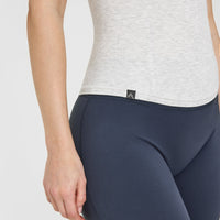 Mellow™ Rib Halter Neck Vest with Built in Bra Shelf | Light Grey Marl