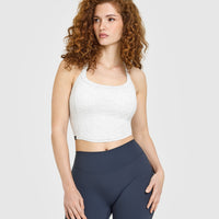 Mellow™ Rib Halter Neck Mid Vest with Built in Bra Shelf | Light Grey Marl