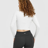 Mellow™ Rib Mid Long Sleeve Cardigan | Light Grey Marl
