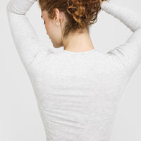 Mellow™ Rib Mid Long Sleeve Cardigan | Light Grey Marl