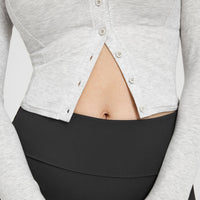 Mellow™ Rib Mid Long Sleeve Cardigan | Light Grey Marl