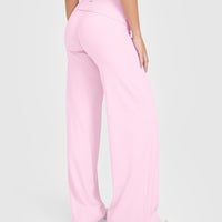 SoftMotion™ Fold Over Straight Leg Bottoms with White Logo | Chalk Pink