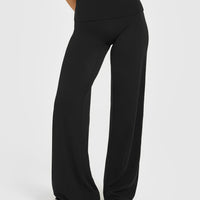 SoftMotion™ Fold Over Straight Leg Bottoms | Black