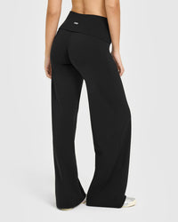 SoftMotion™ Fold Over Straight Leg Bottoms | Black