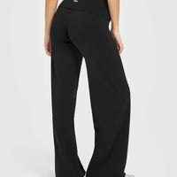SoftMotion™ Fold Over Straight Leg Bottoms | Black