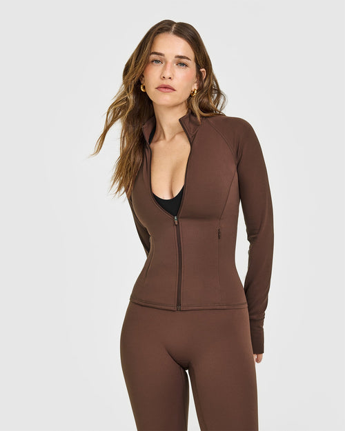 Oner Modal SoftMotion™ Jacket with White Logo | Espresso Brown