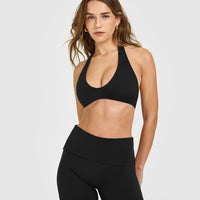 SoftMotion™ Minimal Halter Neck Bralette | Black