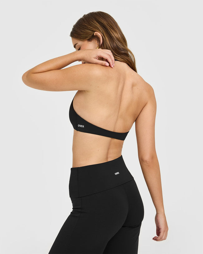 SoftMotion™ Minimal Halter Neck Bralette | Black