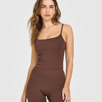 SoftMotion™ Strappy Mid Vest with Built in Bra Shelf | Espresso Brown