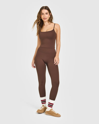 SoftMotion™ Strappy Mid Vest with Built in Bra Shelf | Espresso Brown