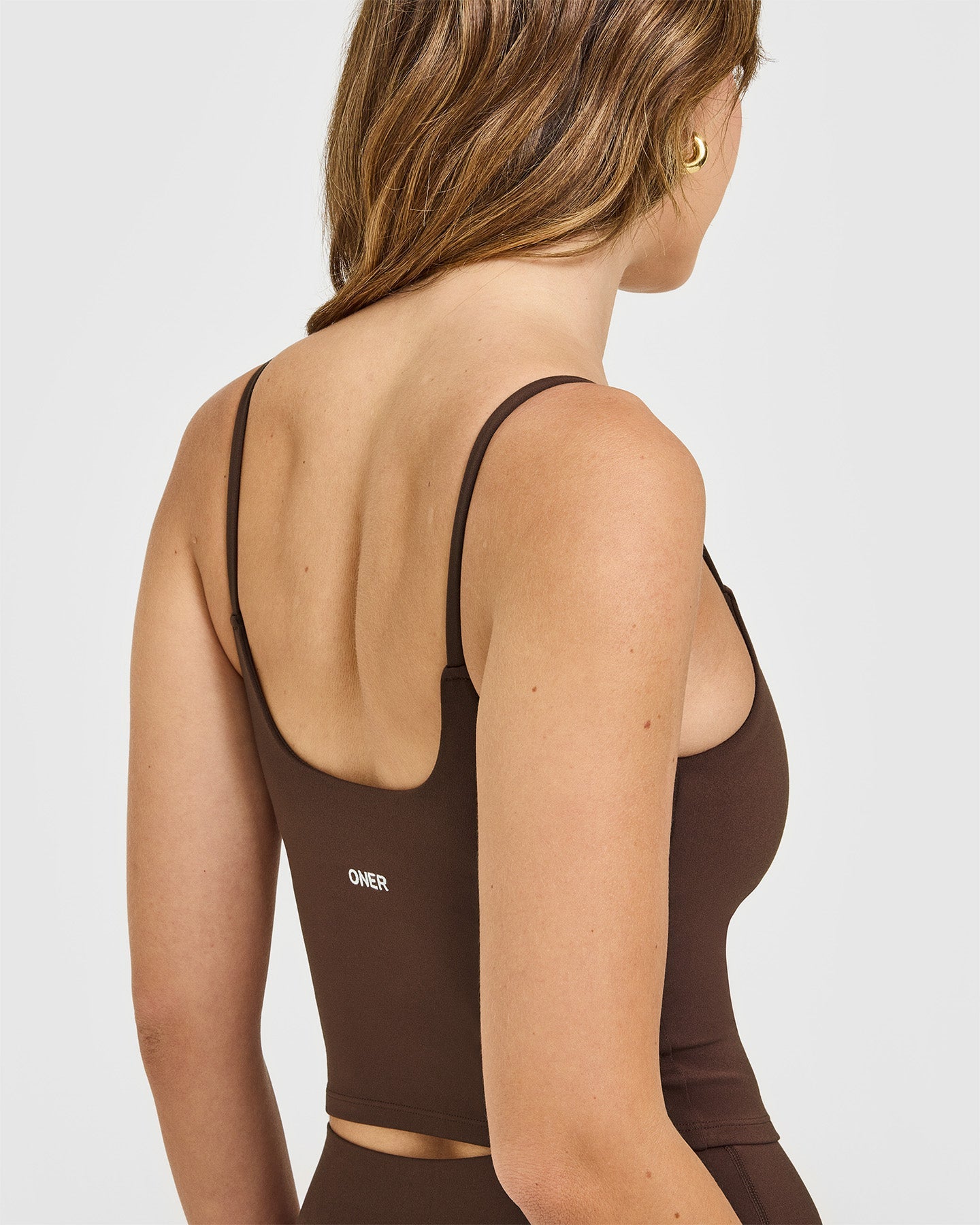 SoftMotion™ Strappy Mid Vest with Built in Bra Shelf | Espresso Brown