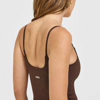 SoftMotion™ Strappy Mid Vest with Built in Bra Shelf | Espresso Brown