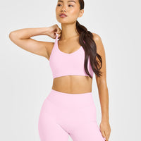 SoftMotion™ Sports Bra with White Logo | Chalk Pink