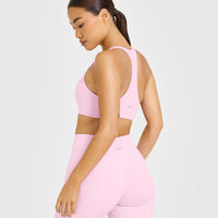 SoftMotion™ Sports Bra with White Logo | Chalk Pink
