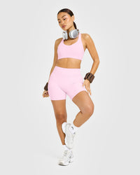 SoftMotion™ Sports Bra with White Logo | Chalk Pink