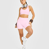 SoftMotion™ Sports Bra with White Logo | Chalk Pink