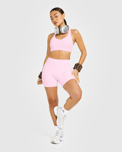 SoftMotion™ Sports Bra with White Logo | Chalk Pink