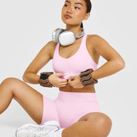 SoftMotion™ Sports Bra with White Logo | Chalk Pink