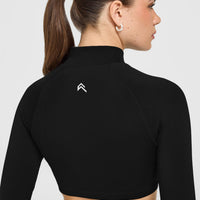 EnhanceLiftâ„¢ Seamless Crop Jacket with White Logo | Black