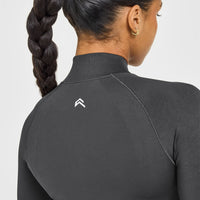 EnhanceLiftâ„¢ Seamless Crop Jacket with White Logo | Coal
