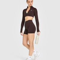EnhanceLiftâ„¢ Seamless Crop Jacket with White Logo | Plum Brown