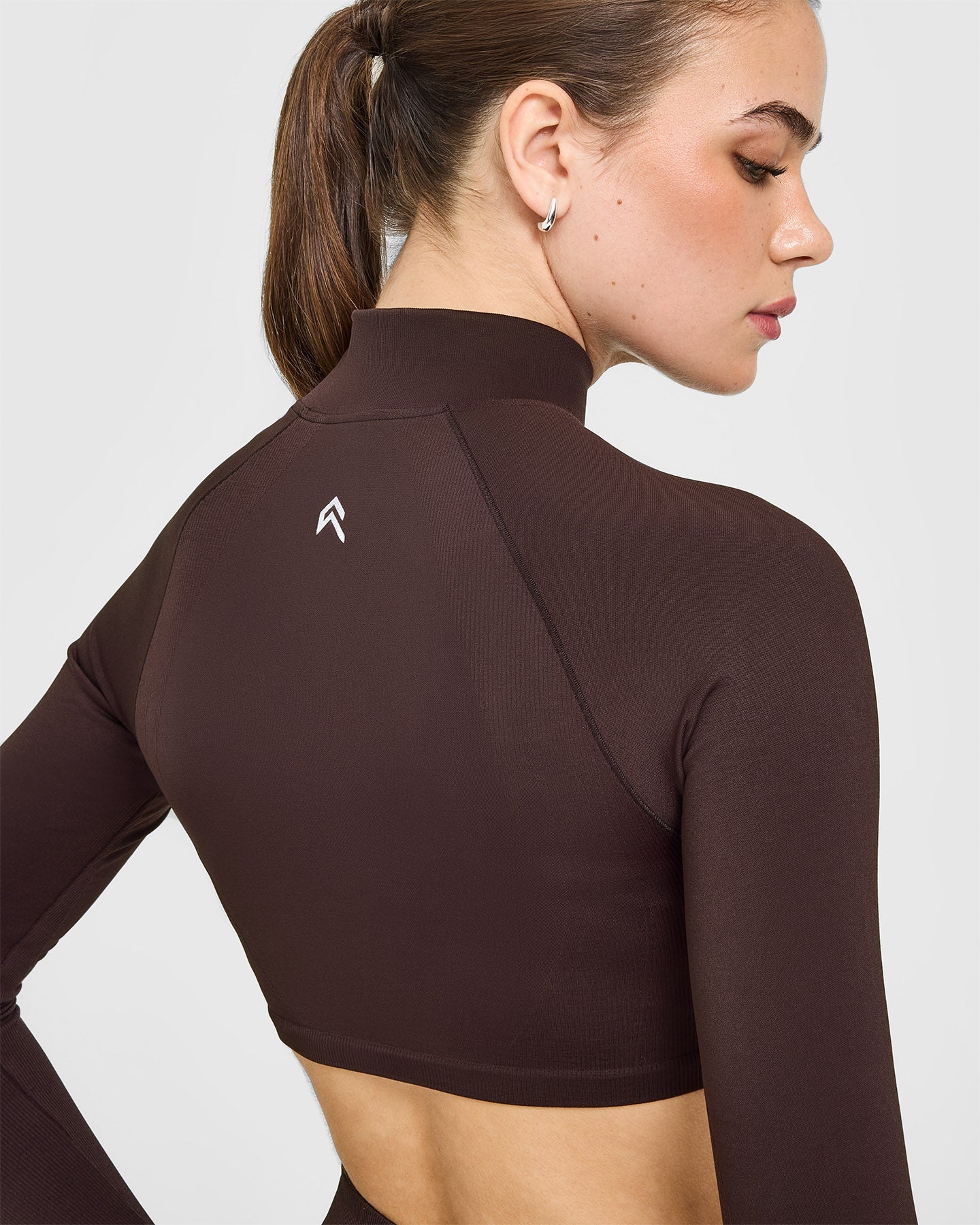 EnhanceLiftâ„¢ Seamless Crop Jacket with White Logo | Plum Brown