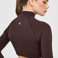 EnhanceLiftâ„¢ Seamless Crop Jacket with White Logo | Plum Brown