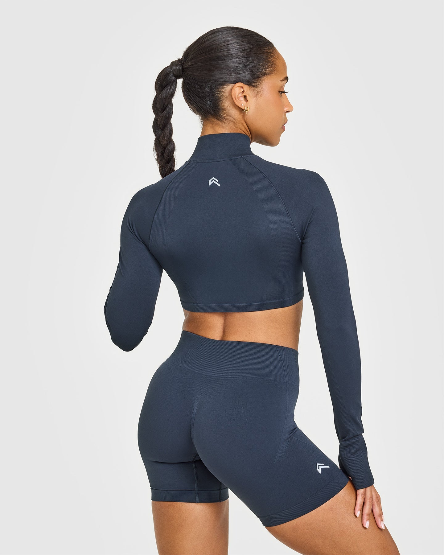 EnhanceLiftâ„¢ Seamless Crop Jacket with White Logo | True Blue