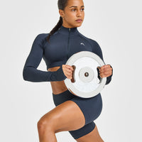 EnhanceLiftâ„¢ Seamless Crop Jacket with White Logo | True Blue