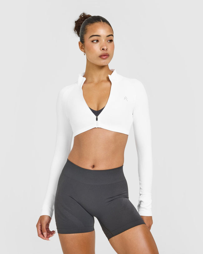 EnhanceLiftâ„¢ Seamless Crop Jacket | White