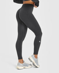 EnhanceLiftâ„¢ Seamless Leggings with White Logo | Coal