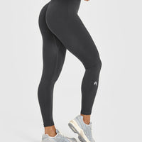 EnhanceLiftâ„¢ Seamless Leggings with White Logo | Coal