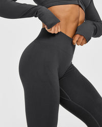 EnhanceLiftâ„¢ Seamless Leggings with White Logo | Coal