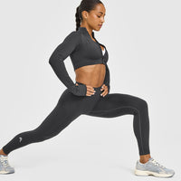 EnhanceLiftâ„¢ Seamless Leggings with White Logo | Coal