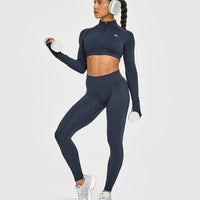 EnhanceLiftâ„¢ Seamless Leggings with White Logo | True Blue