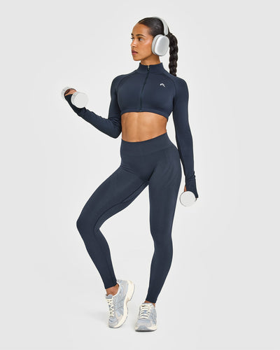 EnhanceLiftâ„¢ Seamless Leggings with White Logo | True Blue