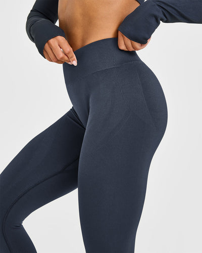 EnhanceLiftâ„¢ Seamless Leggings with White Logo | True Blue